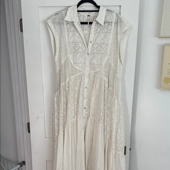 Free People White Eyelet Maxi Dress - Picture 1 of 4